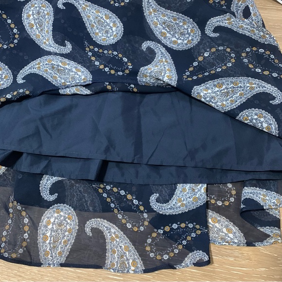 NWOT L LOFT Outlet Paisley Print Ruffled Flowy Lined Navy Mimi Skirt - Picture 5 of 10